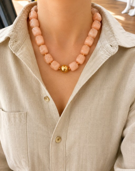 Beaded Necklace - Baby Pink