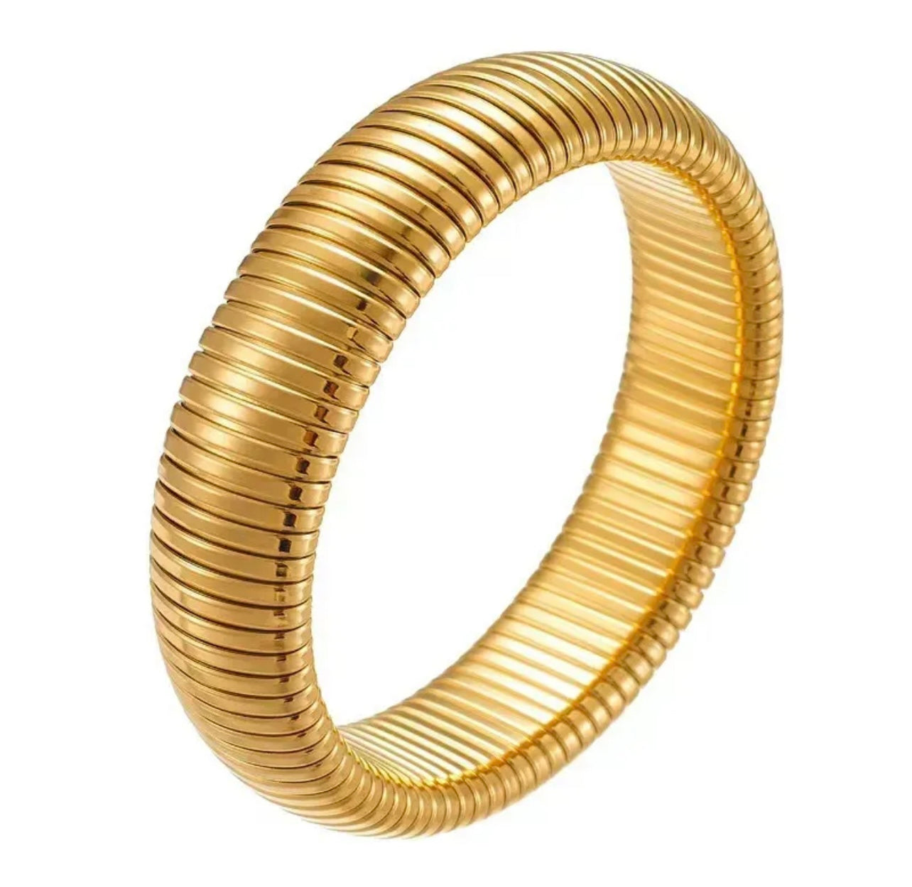 Large gold tube bracelet