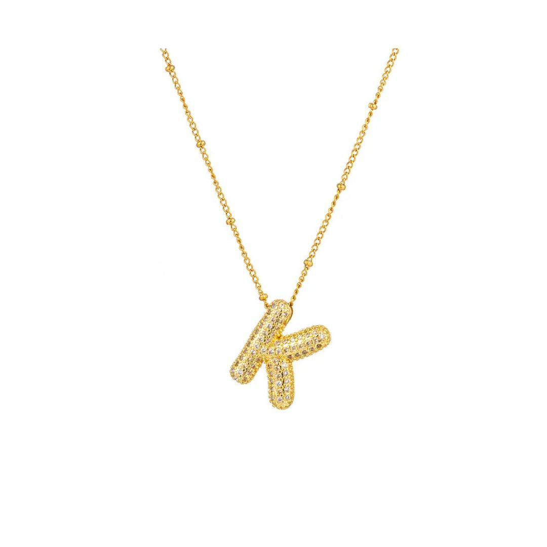 Rhinestone initial bubble necklace