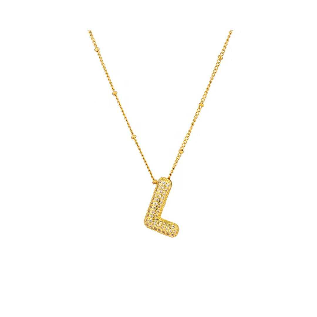 Rhinestone initial bubble necklace