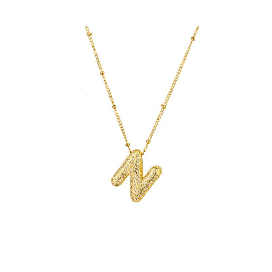 Rhinestone initial bubble necklace