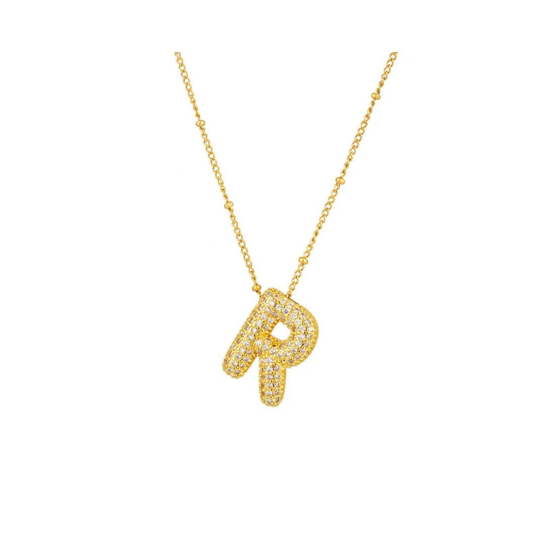 Rhinestone initial bubble necklace