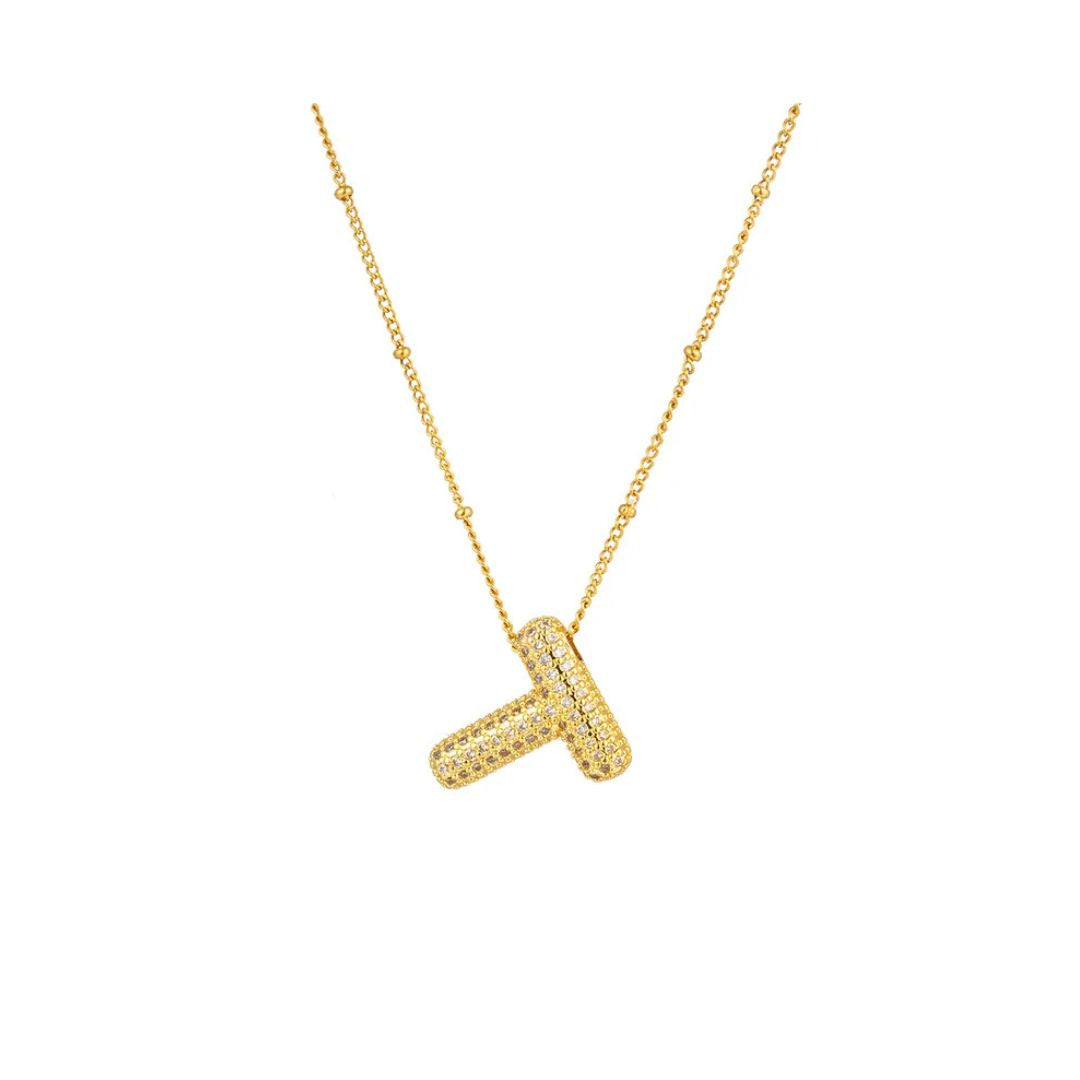 Rhinestone initial bubble necklace