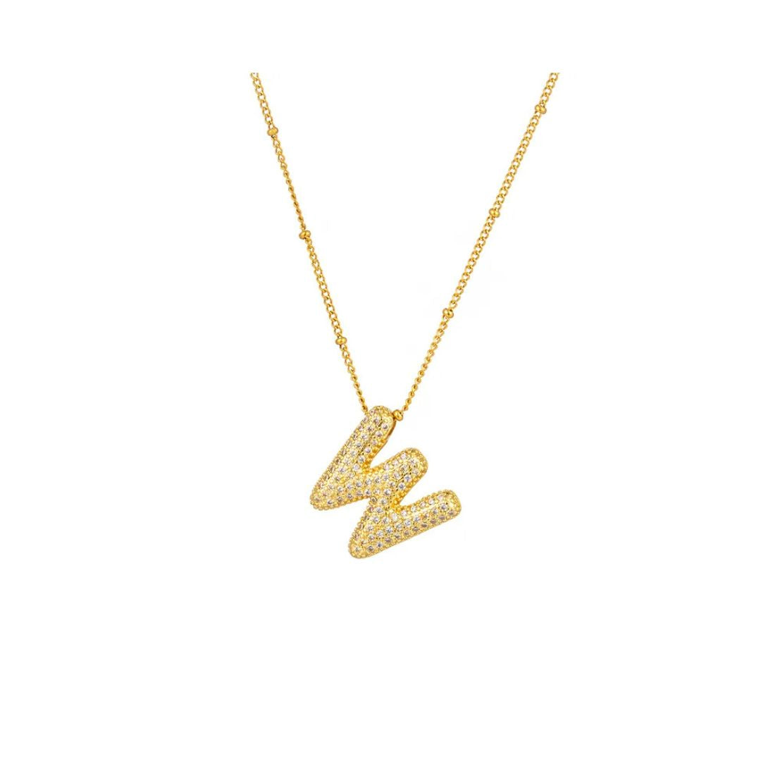 Rhinestone initial bubble necklace