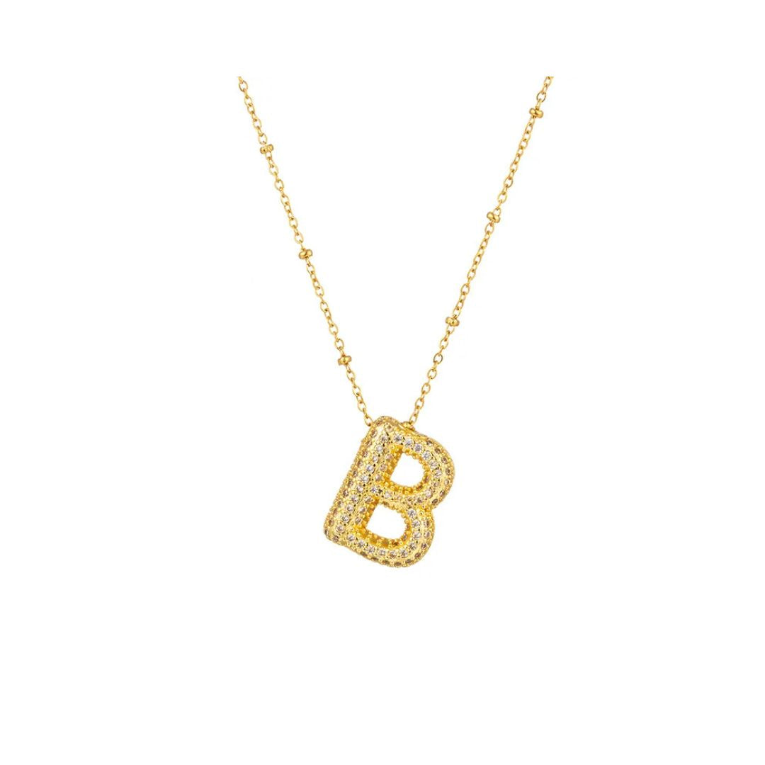 Rhinestone initial bubble necklace