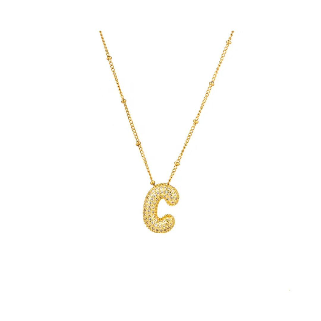 Rhinestone initial bubble necklace