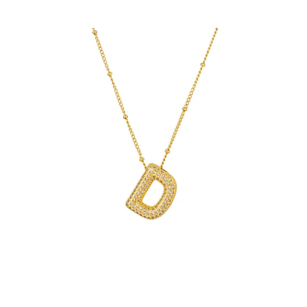 Rhinestone initial bubble necklace