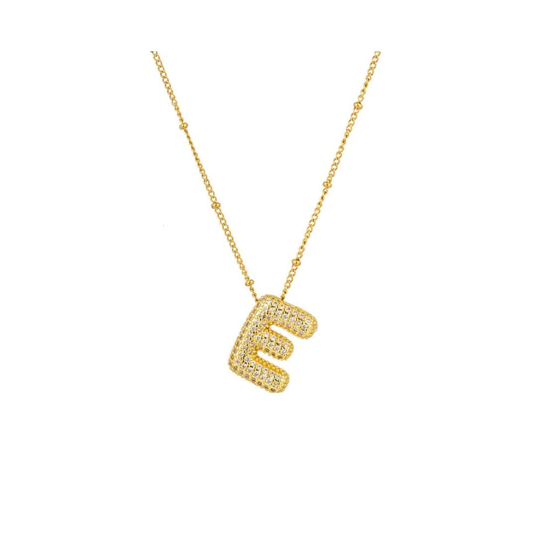 Rhinestone initial bubble necklace