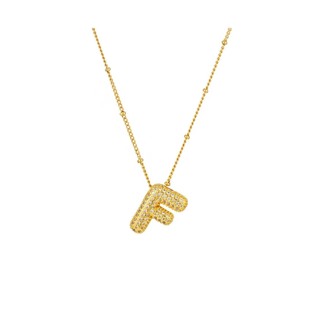 Rhinestone initial bubble necklace