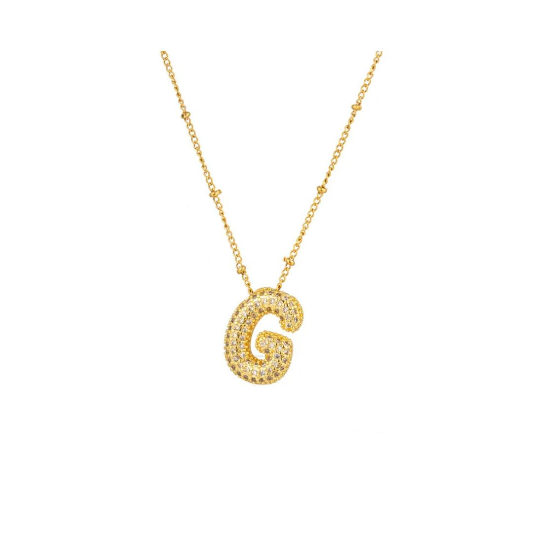 Rhinestone initial bubble necklace