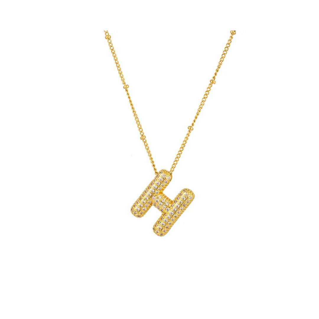 Rhinestone initial bubble necklace