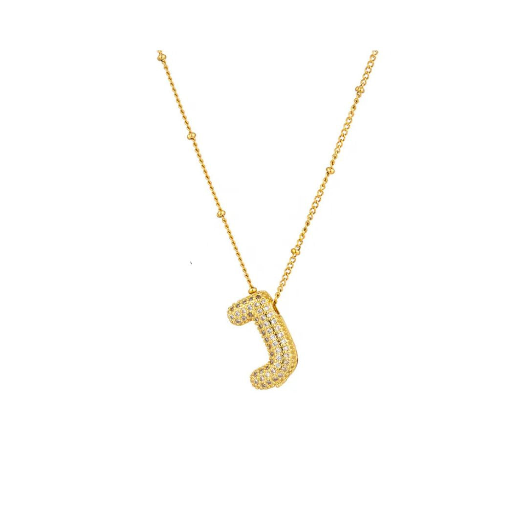 Rhinestone initial bubble necklace