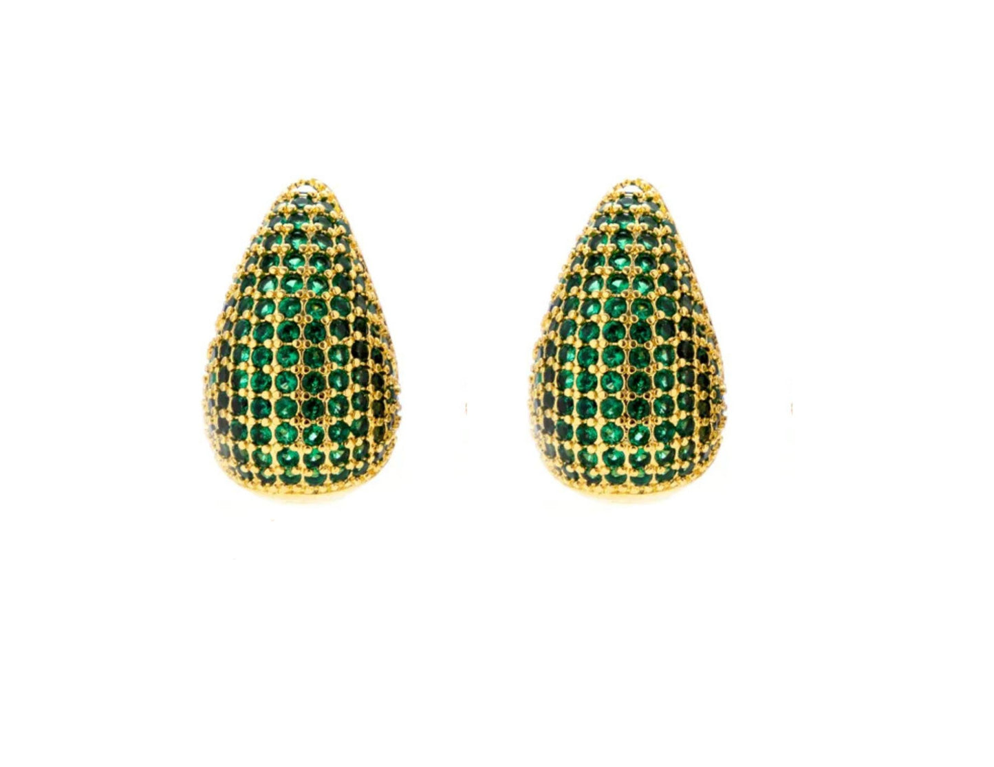 Green rhinestone teardrop studs