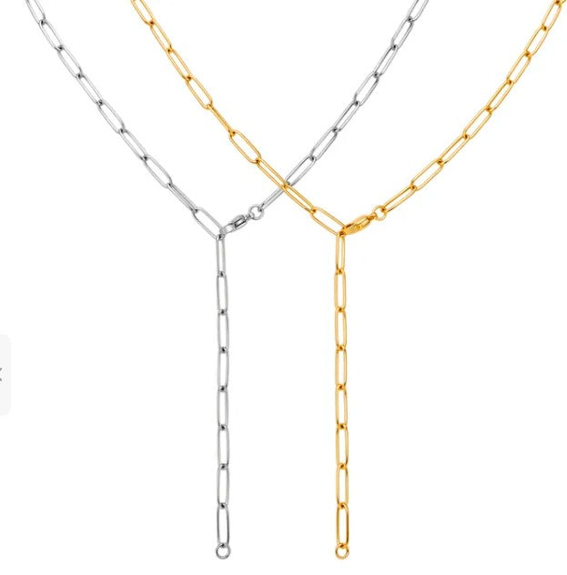Adjustable Paperclip Necklace - Silver