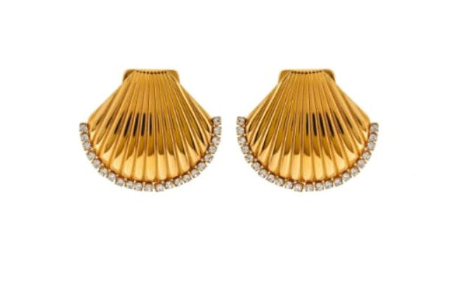 Rhinestone Seashell Studs