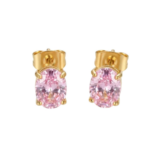 Oval Pink Studs