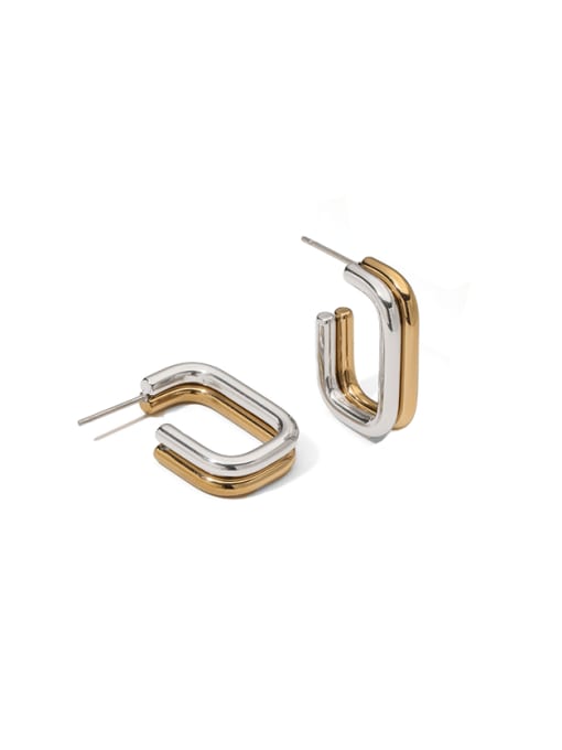Two toned mixed metal huggies