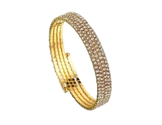 3 Ring Rhinestone Bracelet - Gold