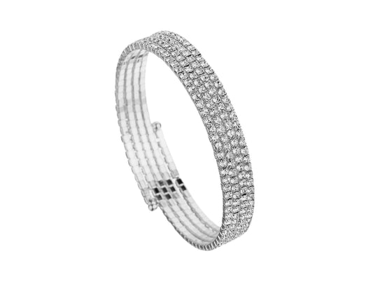 3 Ring Rhinestone Bracelet - Silver