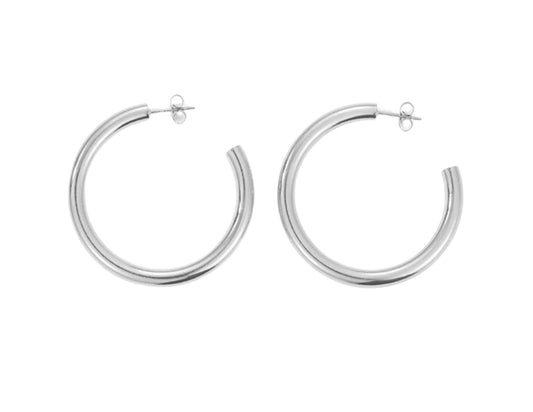 Silver Hoops - 40MM