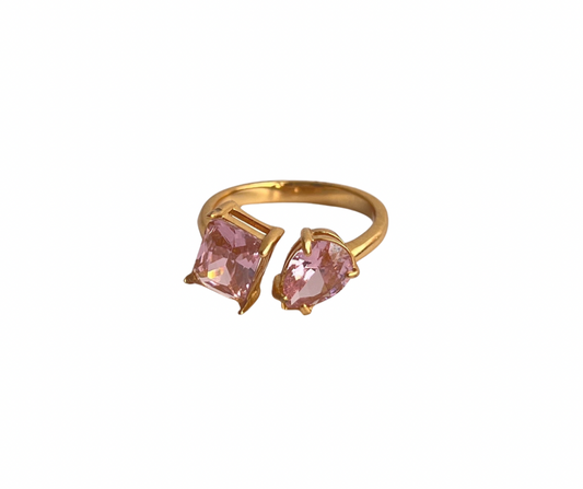 Pink square drop ring