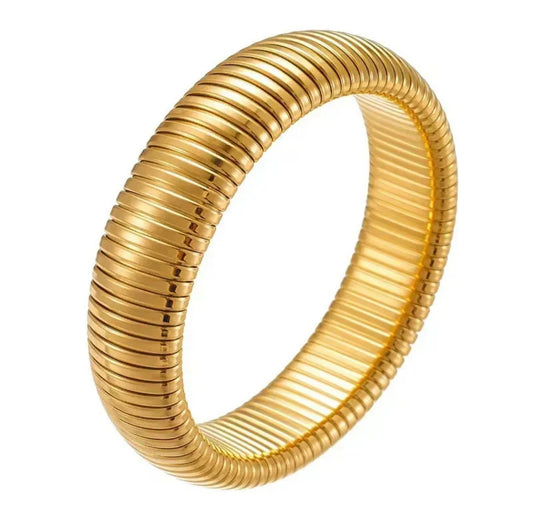 Large gold tube bracelet