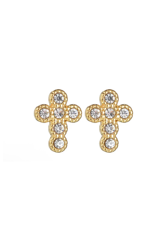 Rhinestone Cross Studs