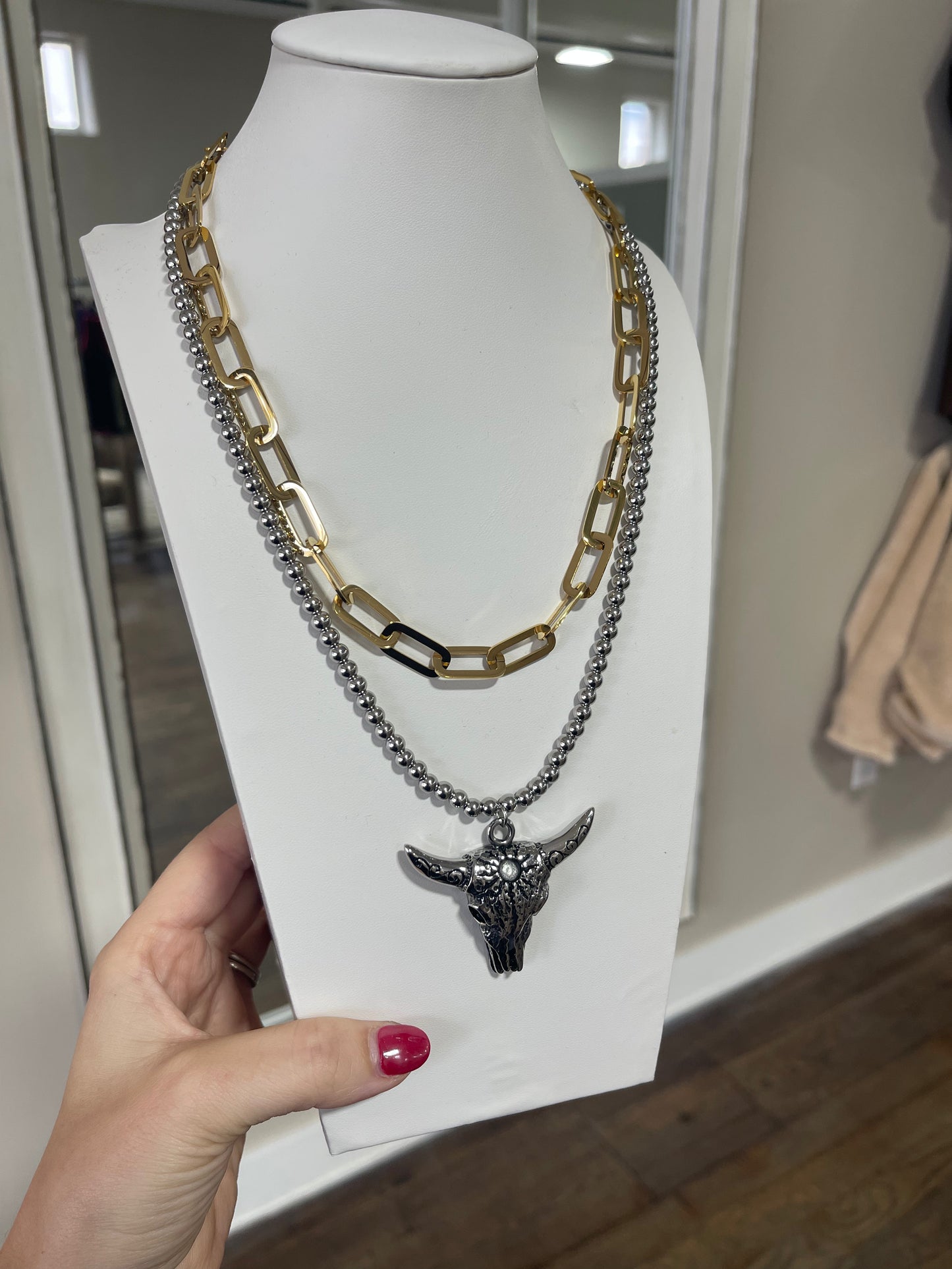 Bold Necklace - Cow Skull
