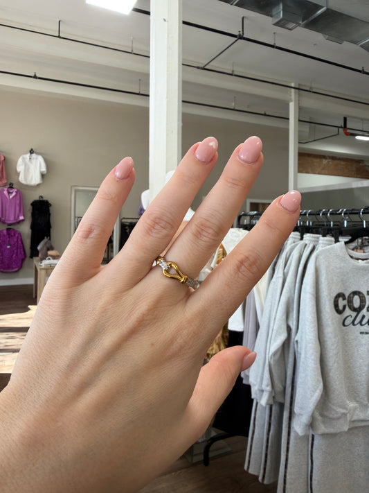 Gold buckle two tone ring