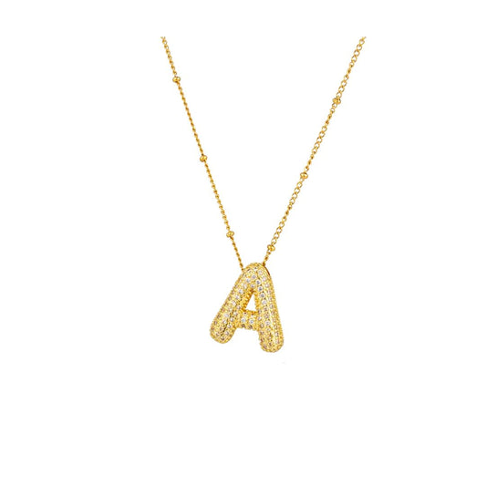 Rhinestone initial bubble necklace