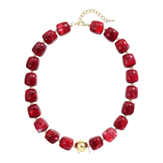 Beaded Necklace - Red
