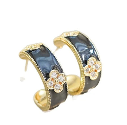 Enamel Clover Hoops