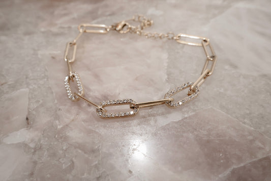 Rhinestone paperclip bracelet