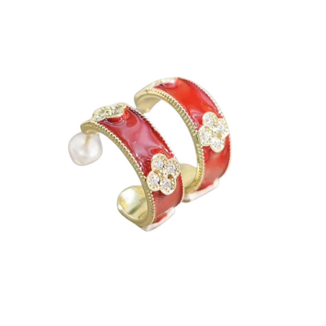 Enamel Clover Hoops