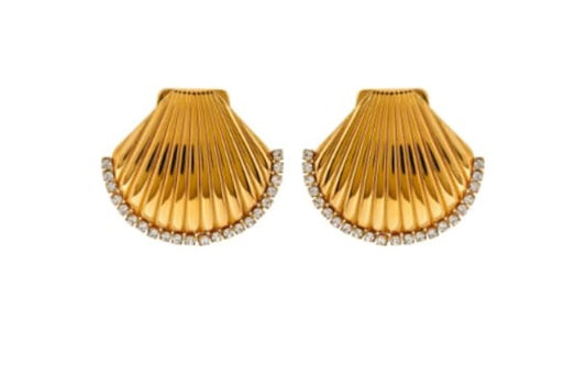 Rhinestone Seashell Studs