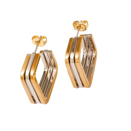 Two toned square hoops